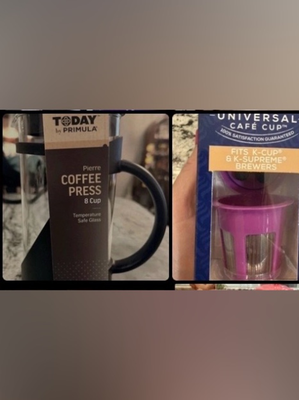 Lot of 2 Coffee Press and universal K Cup NWT
